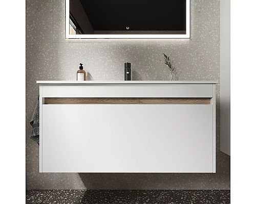 Заказать Тумба под раковину Sancos Smart 100 SM100W подвесная Белый глянец в магазине сантехники Santeh-Crystal.ru