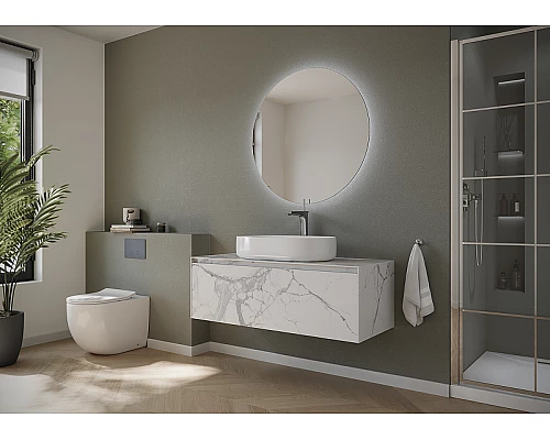 Купить Тумба под раковину Sancos Stone 120 ST120SV подвесная Statuario White в магазине сантехники Santeh-Crystal.ru