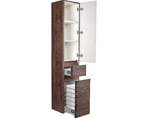 Заказать Шкаф пенал Style Line Атлантика Люкс Plus 35 ЛС-00000615 с бельевой корзиной Старое дерево в магазине сантехники Santeh-Crystal.ru