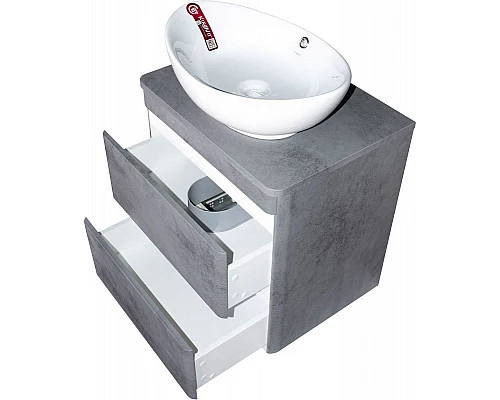 Заказать Тумба под раковину Style Line Атлантика Люкс Plus 80 СС-00002283 подвесная Темный бетон в магазине сантехники Santeh-Crystal.ru