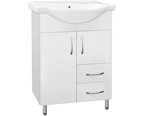 Купить Тумба под раковину Style Line Эко Стандарт 10 2 Байкал 60 Белый глянец в магазине сантехники Santeh-Crystal.ru