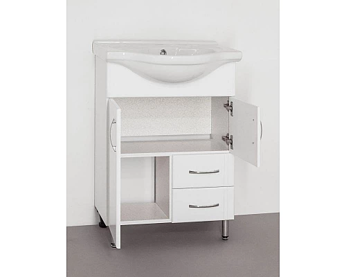 Купить Тумба под раковину Style Line Эко Стандарт 10 2 Байкал 60 Белый глянец в магазине сантехники Santeh-Crystal.ru