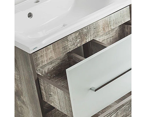 Заказать Тумба под раковину Style Line Экзотик 80 Plus подвесная Белый Светлое дерево в магазине сантехники Santeh-Crystal.ru