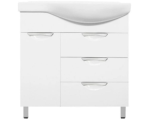 Приобрести Тумба под раковину Style Line Жасмин 82 L ЛС-00000526 с бельевой корзиной Белая в магазине сантехники Santeh-Crystal.ru