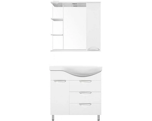 Приобрести Тумба под раковину Style Line Жасмин 82 L ЛС-00000526 с бельевой корзиной Белая в магазине сантехники Santeh-Crystal.ru