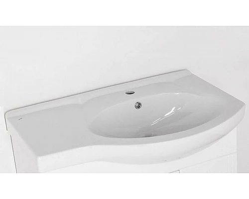 Приобрести Тумба под раковину Style Line Жасмин 82 L ЛС-00000526 с бельевой корзиной Белая в магазине сантехники Santeh-Crystal.ru