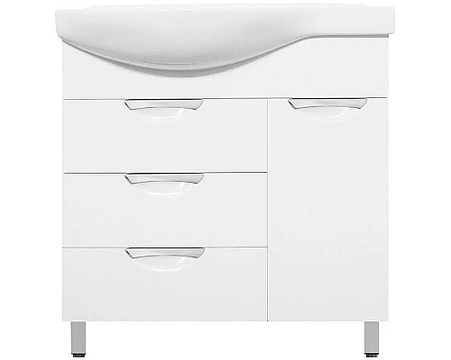 Приобрести Тумба под раковину Style Line Жасмин 82 R ЛС-00000527 с бельевой корзиной Белая в магазине сантехники Santeh-Crystal.ru