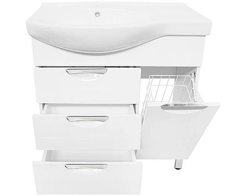 Приобрести Тумба под раковину Style Line Жасмин 82 R ЛС-00000527 с бельевой корзиной Белая в магазине сантехники Santeh-Crystal.ru