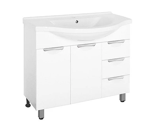 Приобрести Тумба под раковину Style Line Жасмин 100 Белый глянец в магазине сантехники Santeh-Crystal.ru