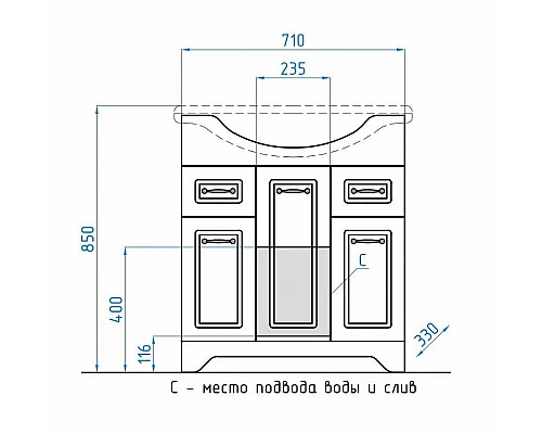 Приобрести Тумба под раковину Style Line Олеандр 2 Люкс 75 ЛС-00000200 Рельеф пастель в магазине сантехники Santeh-Crystal.ru