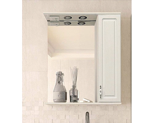 Купить Зеркало со шкафом Style Line Олеандр 2 Люкс 65 ЛС-00000202 с подсветкой Рельеф пастель в магазине сантехники Santeh-Crystal.ru