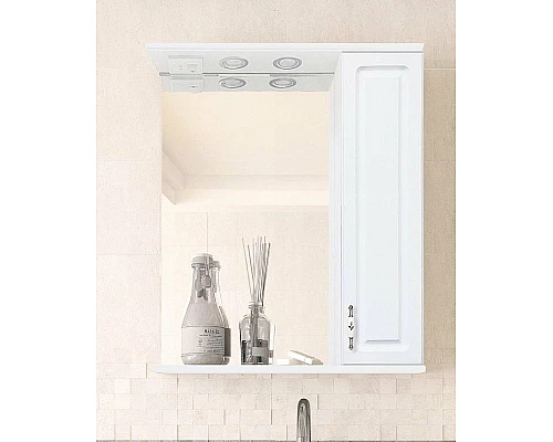 Заказать Зеркало со шкафом Style Line Олеандр 2 Люкс 55 ЛС-00000049 с подсветкой Белое в магазине сантехники Santeh-Crystal.ru