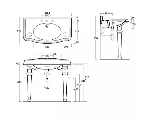Заказать Консоль под раковину TW Bristol TWBR874.3oro Золото в магазине сантехники Santeh-Crystal.ru