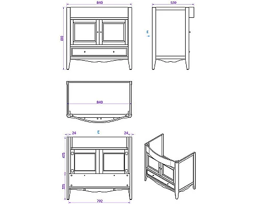 Приобрести Тумба с раковиной TW Veronica Nuovo 90 VER3090-B+AR864bix1 Bianco в магазине сантехники Santeh-Crystal.ru