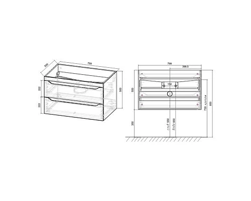 Купить Тумба под раковину Vincea Fine 80 VMC-2F800VO подвесная V.Oak в магазине сантехники Santeh-Crystal.ru