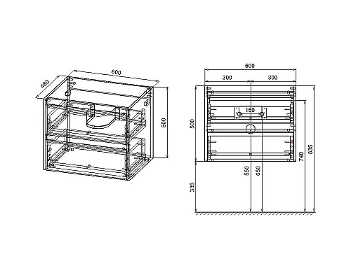 Купить Тумба под раковину Vincea Gio 60 VMC-2G600TO подвесная T.Oak в магазине сантехники Santeh-Crystal.ru