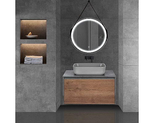 Приобрести Тумба под раковину Vincea Mesa 80 VMC-2MS800TB подвесная T.Oak  Beton в магазине сантехники Santeh-Crystal.ru