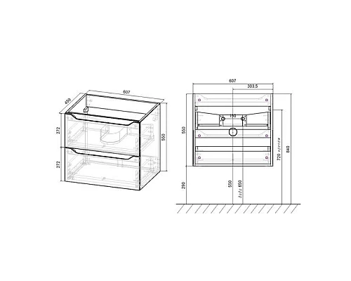 Приобрести Тумба под раковину Vincea Norma VMC-2N600BT подвесная Beton в магазине сантехники Santeh-Crystal.ru