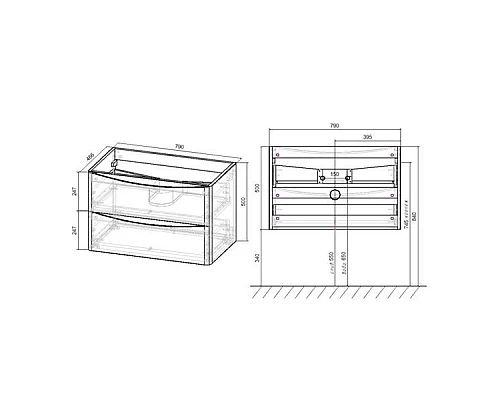 Приобрести Тумба под раковину Vincea Paola 80 VMC-2P800VO подвесная V.Oak в магазине сантехники Santeh-Crystal.ru