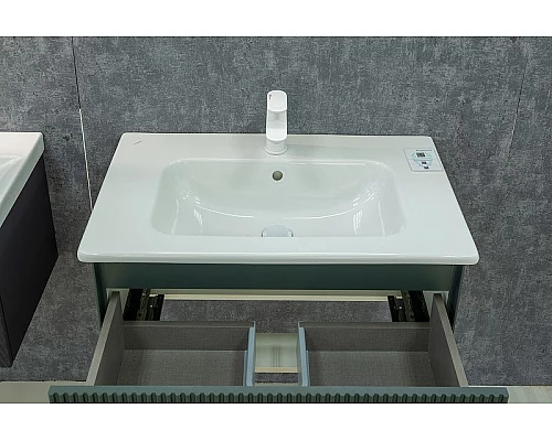 Приобрести Тумба под раковину WellWant Aura 60 WWM000600G подвесная Серо-зеленая в магазине сантехники Santeh-Crystal.ru