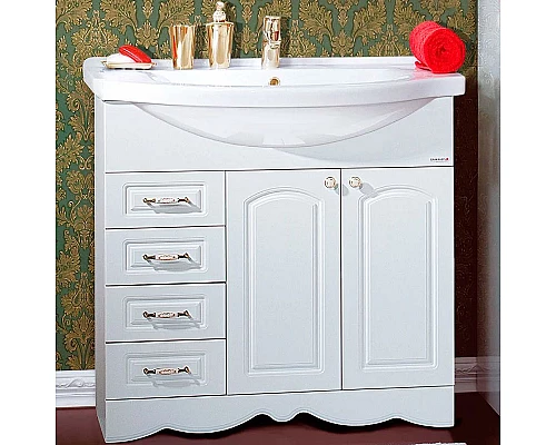 Купить Тумба под раковину Бриклаер Анна 90 4627125412172 Белая глянцевая в магазине сантехники Santeh-Crystal.ru