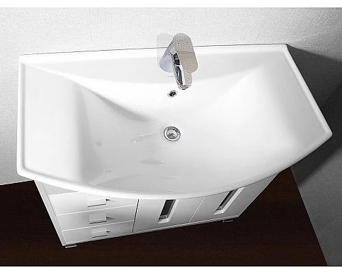 Заказать Тумба под раковину Бриклаер Бали 85 4627125411311 Светлая лиственница Белая глянцевая в магазине сантехники Santeh-Crystal.ru