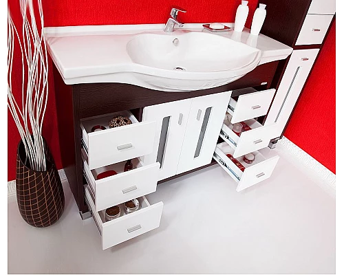 Приобрести Тумба под раковину Бриклаер Бали 120 4627125411892 Венге Белая глянцевая в магазине сантехники Santeh-Crystal.ru