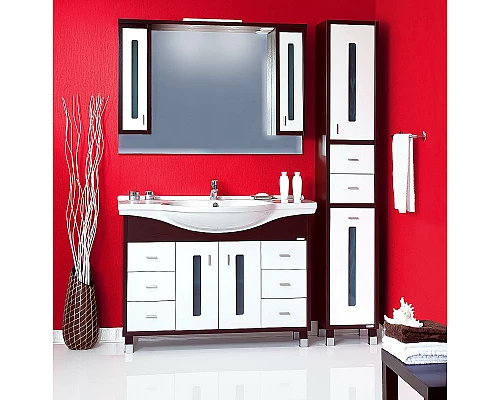 Приобрести Тумба под раковину Бриклаер Бали 120 4627125411892 Венге Белая глянцевая в магазине сантехники Santeh-Crystal.ru