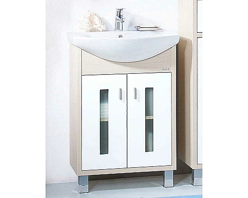 Купить Тумба под раковину Бриклаер Бали 60 4627125412097 Светлая лиственница Белая глянцевая в магазине сантехники Santeh-Crystal.ru