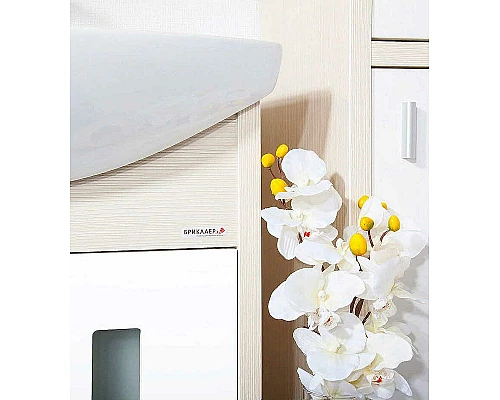 Купить Тумба под раковину Бриклаер Бали 60 4627125412097 Светлая лиственница Белая глянцевая в магазине сантехники Santeh-Crystal.ru