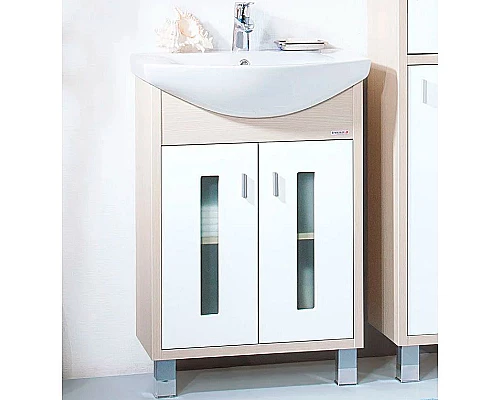 Купить Тумба под раковину Бриклаер Бали 60 4627125412097 Светлая лиственница Белая глянцевая в магазине сантехники Santeh-Crystal.ru