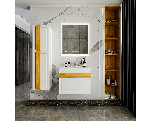 Купить Тумба под раковину Бриклаер Берлин 70 4627125416071 подвесная Белый глянец в магазине сантехники Santeh-Crystal.ru