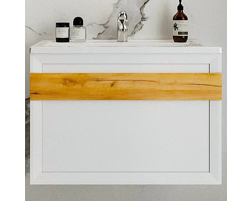 Приобрести Тумба под раковину Бриклаер Берлин 80 4627125416088 подвесная Белый глянец в магазине сантехники Santeh-Crystal.ru