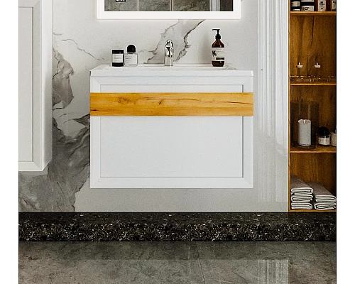 Приобрести Тумба под раковину Бриклаер Берлин 80 4627125416088 подвесная Белый глянец в магазине сантехники Santeh-Crystal.ru