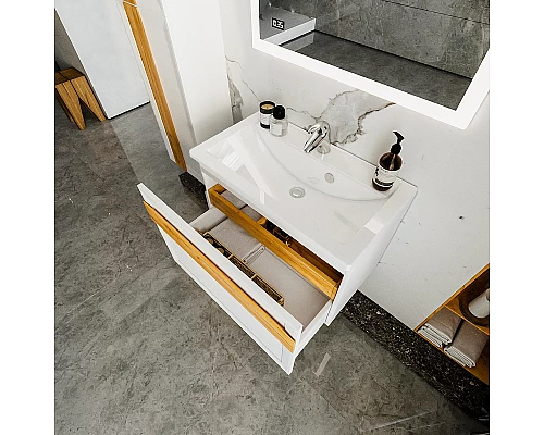 Приобрести Тумба под раковину Бриклаер Берлин 80 4627125416088 подвесная Белый глянец в магазине сантехники Santeh-Crystal.ru