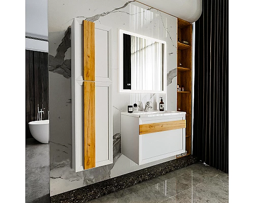 Приобрести Тумба под раковину Бриклаер Берлин 80 4627125416088 подвесная Белый глянец в магазине сантехники Santeh-Crystal.ru