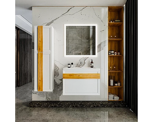 Приобрести Тумба под раковину Бриклаер Берлин 80 4627125416088 подвесная Белый глянец в магазине сантехники Santeh-Crystal.ru