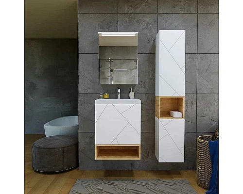 Заказать Тумба под раковину Бриклаер Кристалл 50 4627125415937 подвесная Белая в магазине сантехники Santeh-Crystal.ru