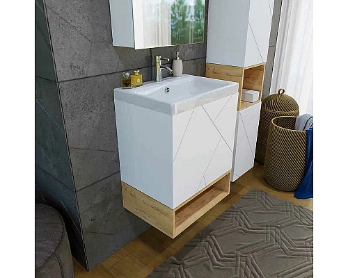 Заказать Тумба под раковину Бриклаер Кристалл 50 4627125415937 подвесная Белая в магазине сантехники Santeh-Crystal.ru