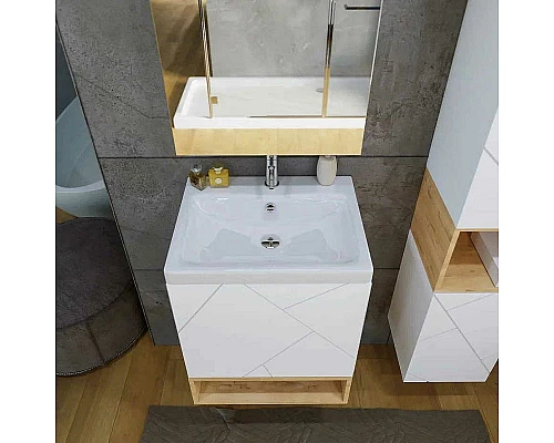 Заказать Тумба под раковину Бриклаер Кристалл 50 4627125415937 подвесная Белая в магазине сантехники Santeh-Crystal.ru