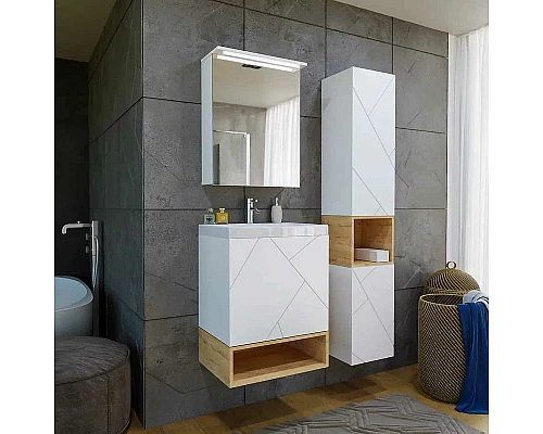 Заказать Тумба под раковину Бриклаер Кристалл 50 4627125415937 подвесная Белая в магазине сантехники Santeh-Crystal.ru