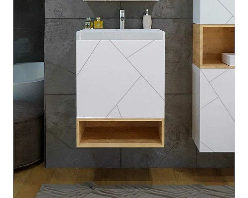 Заказать Тумба под раковину Бриклаер Кристалл 50 4627125415937 подвесная Белая в магазине сантехники Santeh-Crystal.ru