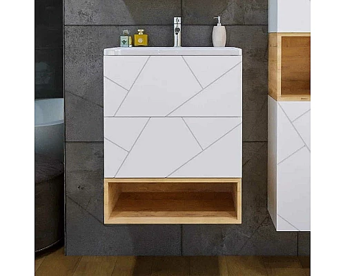 Приобрести Тумба под раковину Бриклаер Кристалл 60 4627125415944 подвесная Белая в магазине сантехники Santeh-Crystal.ru