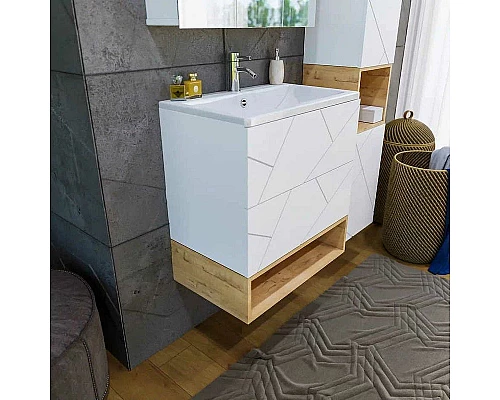 Купить Тумба под раковину Бриклаер Кристалл 70 4627125415951 подвесная Белая в магазине сантехники Santeh-Crystal.ru