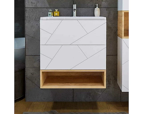 Купить Тумба под раковину Бриклаер Кристалл 70 4627125415951 подвесная Белая в магазине сантехники Santeh-Crystal.ru