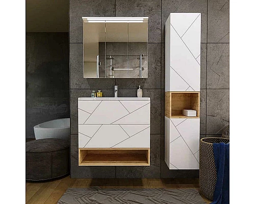 Приобрести Тумба под раковину Бриклаер Кристалл 80 4627125415968 подвесная Белая в магазине сантехники Santeh-Crystal.ru