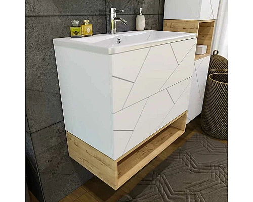 Приобрести Тумба под раковину Бриклаер Кристалл 80 4627125415968 подвесная Белая в магазине сантехники Santeh-Crystal.ru
