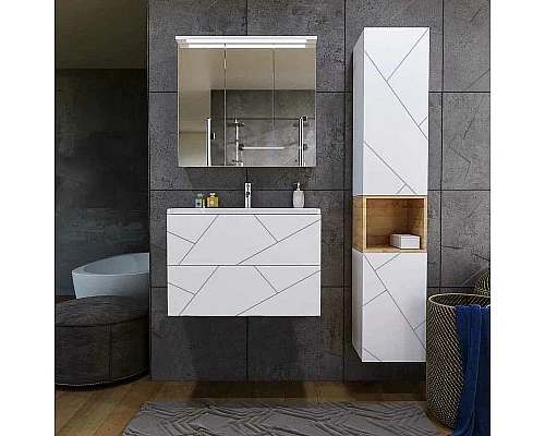 Приобрести Тумба под раковину Бриклаер Кристалл 80 4627125415968 подвесная Белая в магазине сантехники Santeh-Crystal.ru