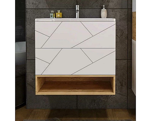 Приобрести Тумба под раковину Бриклаер Кристалл 80 4627125415968 подвесная Белая в магазине сантехники Santeh-Crystal.ru