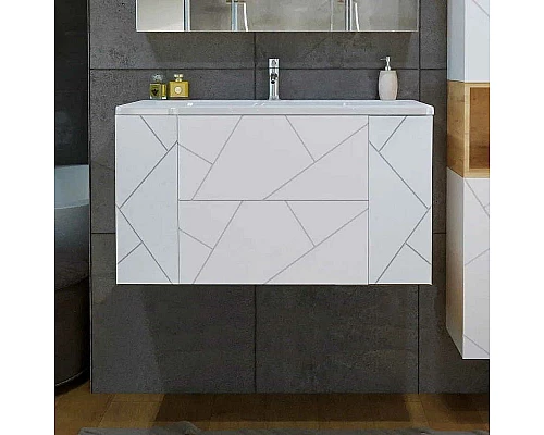 Купить Тумба под раковину Бриклаер Кристалл 100 4627125415920 подвесная Белая в магазине сантехники Santeh-Crystal.ru